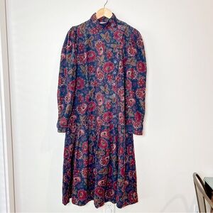 Laura Ashley Vintage Corduroy Floral Dress